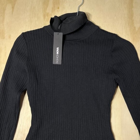 Fashion Nova Make My Life Complete Black Sweater Ribbed Bodysuit Size XL - Picture 2 of 6